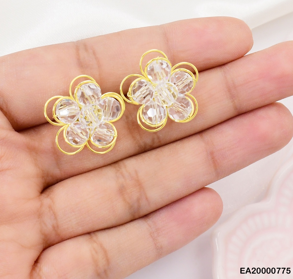 ARETE DE FLOR DOBLE DE CRISTALES