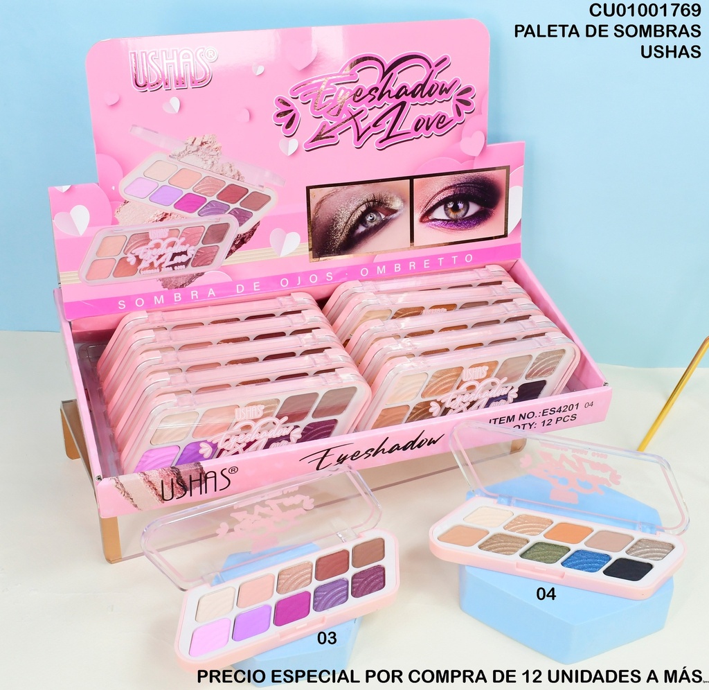 PALETA DE 10 TONOS DE SOMBRAS EYESSHADOW LOVE # ES4201-04