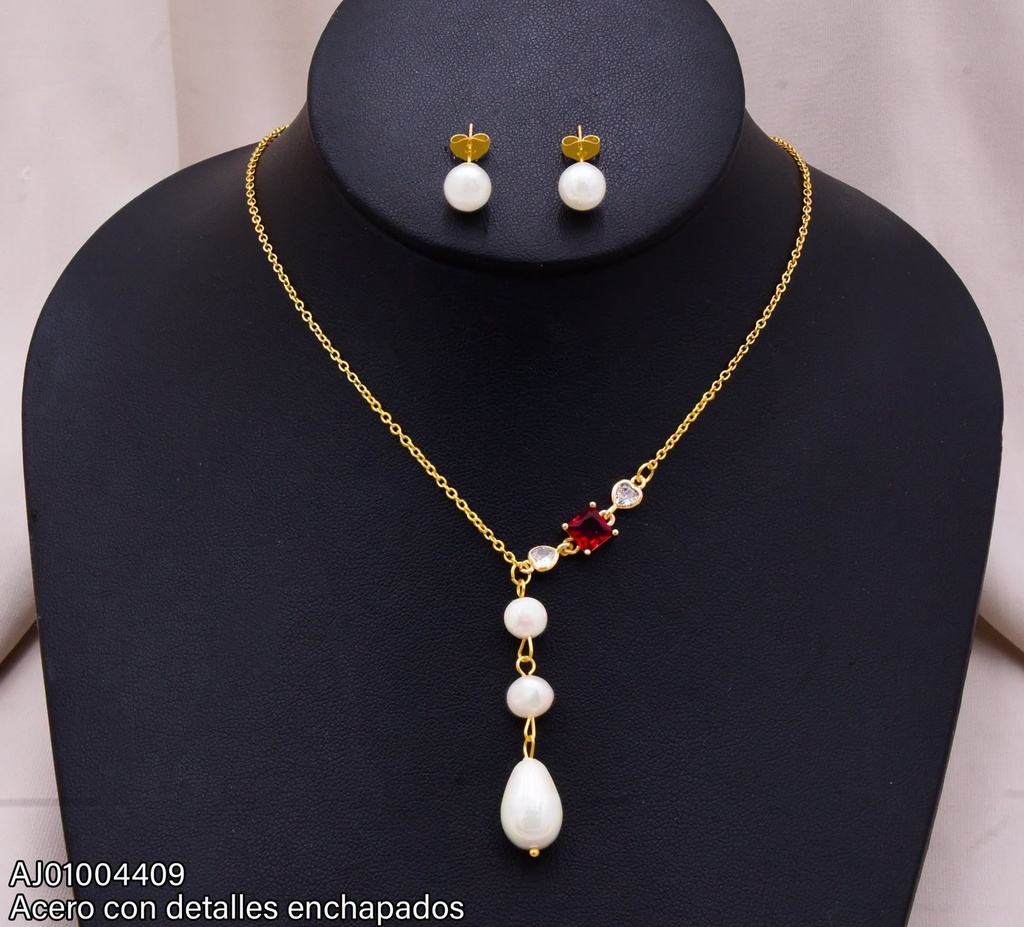 JUEGO DETALLES PERLAS COLGANTE 2 PERLAS-GOTA ZIRC.🟥/🟩 (NPE2025)