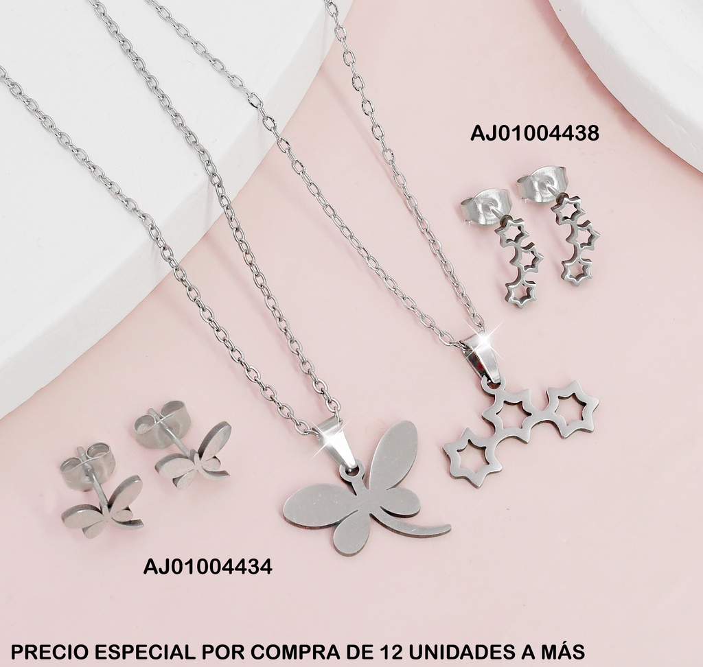 JUEGO PLAT. ARETES/DIJE  3 CROQUIS ESTRELLAS EC