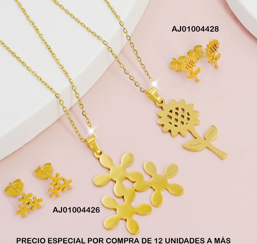 JUEGO GIRASOL DORADO CALADO BR.