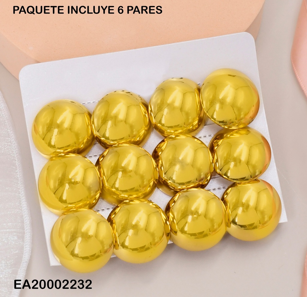 ARETES PAQ. 6 PARES MEDIA PELOTA 003A8876-434