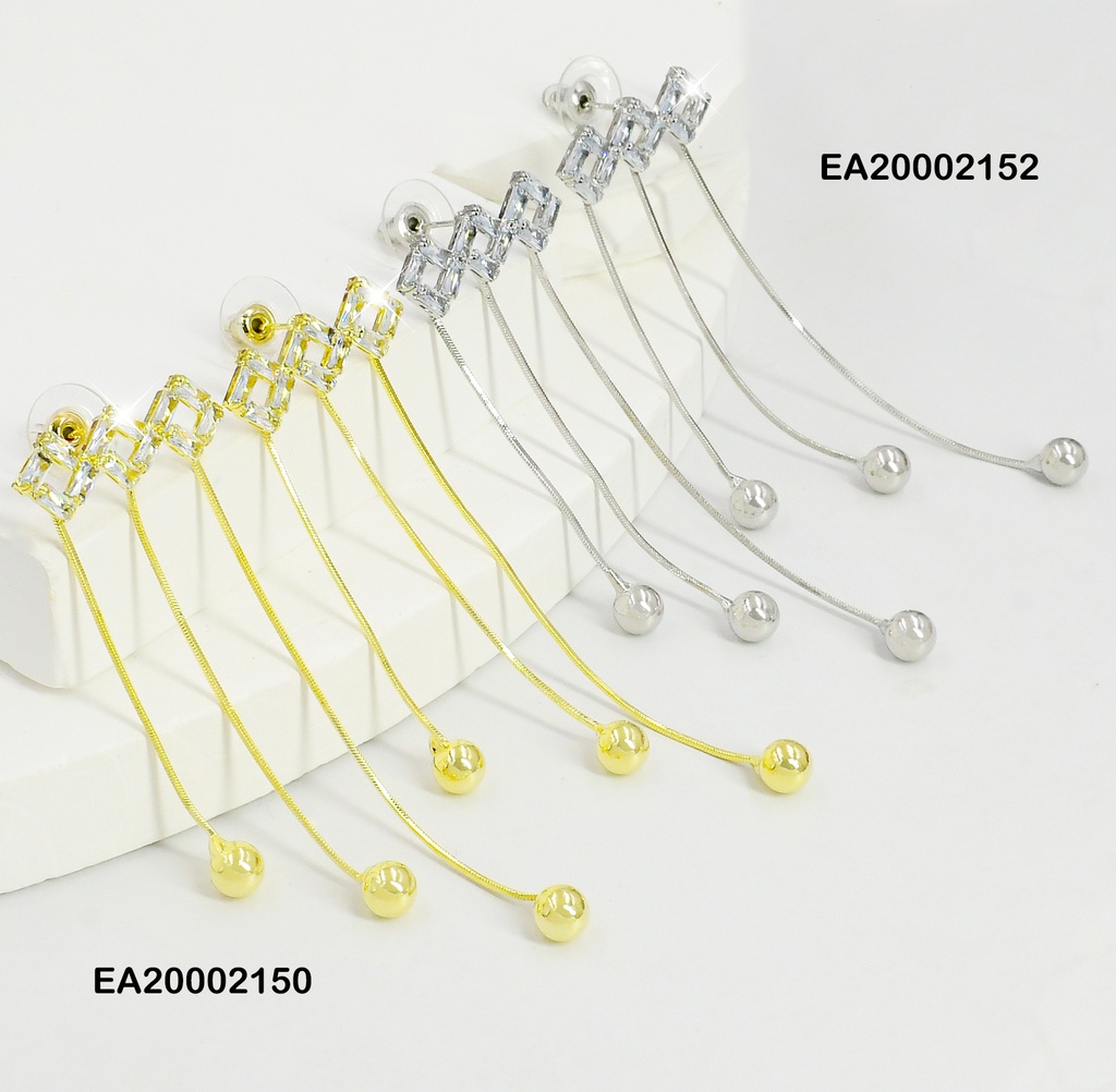ARETES 3 ZIRC.ROMBO C/3 PELOTITAS COLGANTES