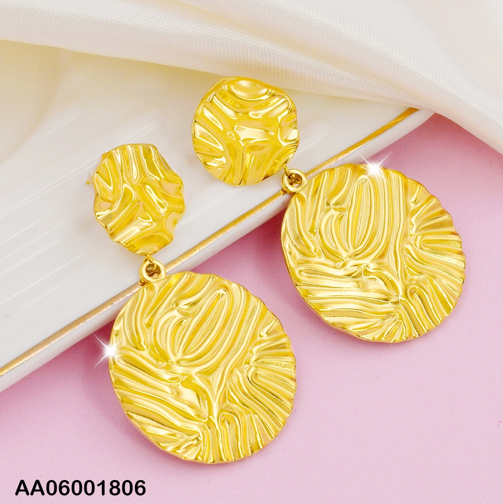ARETES COLGANTE PLACA RD. CON GRABADO EA137-45
