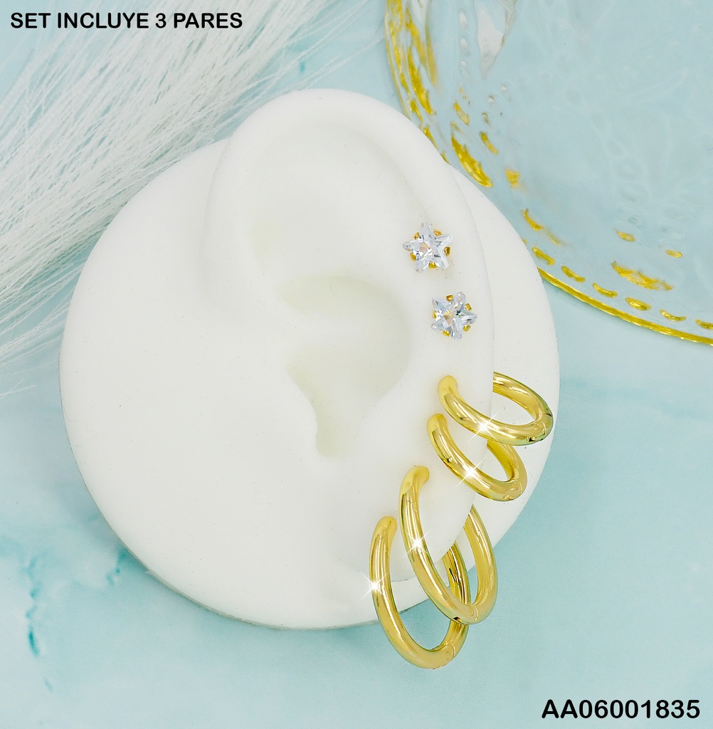 PAQ. 3 PARES  ZIRC. ESTRELL ARG. PEQUEÑ/GRAND SA295-5