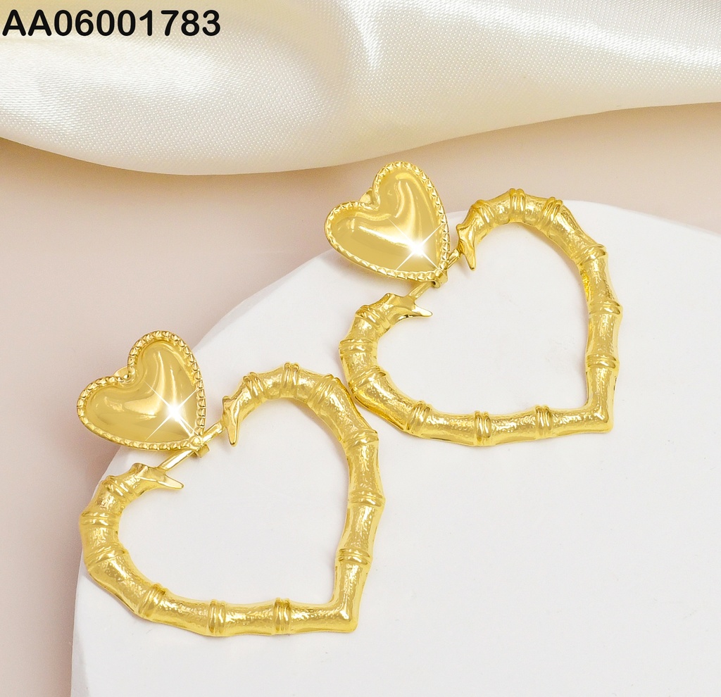 ARETES 2 CORAZONES INFLADO/BAMBOO