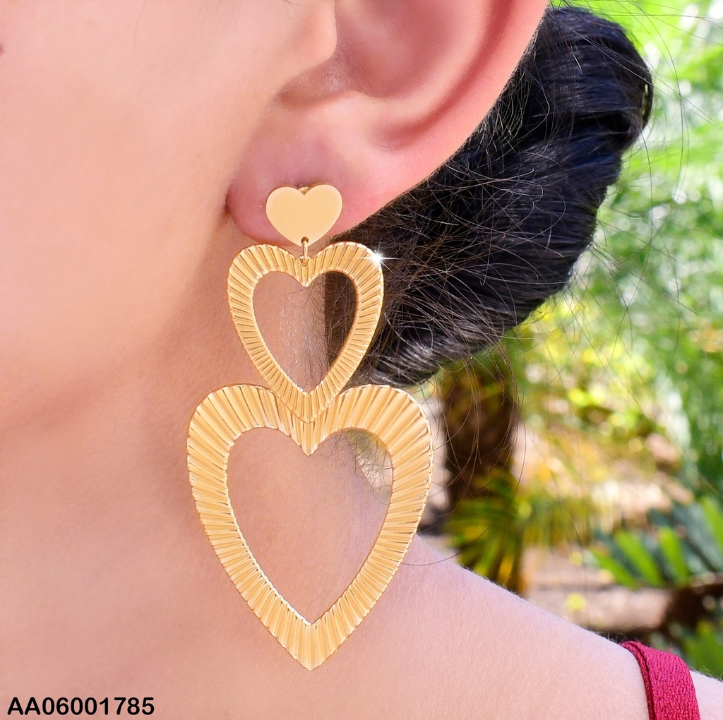 ARETES 3 CORAZONES LISO/LINEAS EA109-131