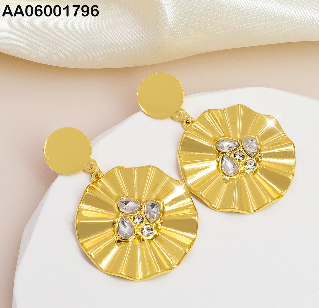 ARETES REDONDO FLOR ZIRCONIAS CENTRO