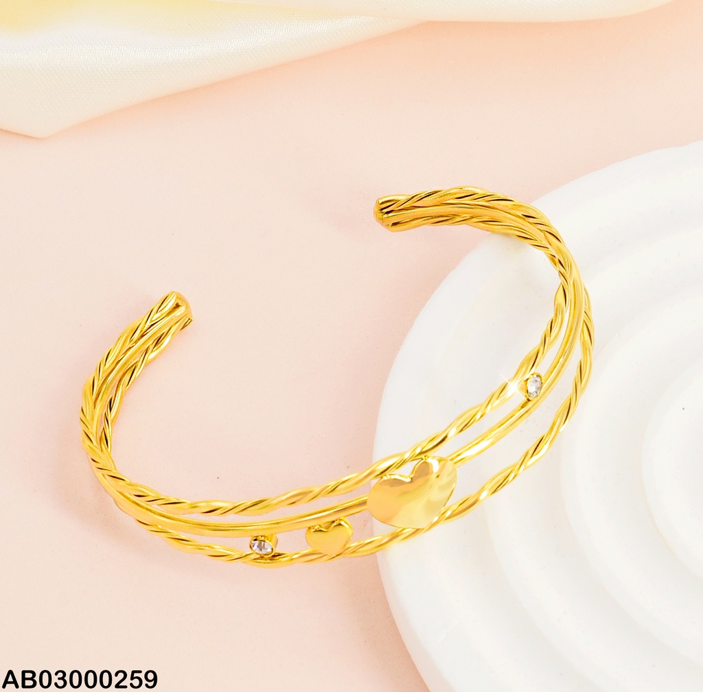 BRAZALETE 3 LINEAS 2 CORAZON 2 ZIRC. RD BA052-45