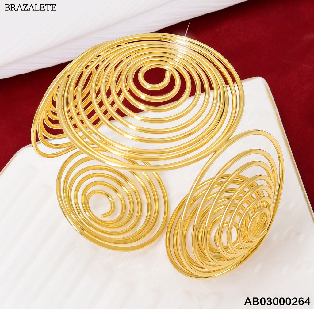 BRAZALETE ZIRC. ESPIRALES LISAS DORADAS   BA066-45