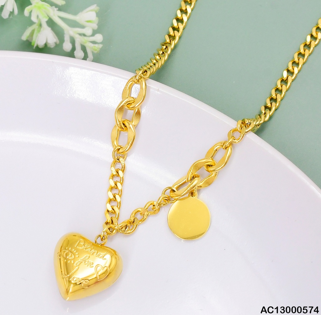 CADENA MARTILLADA DIJE CORAZON"BLIND FOR LOVE"