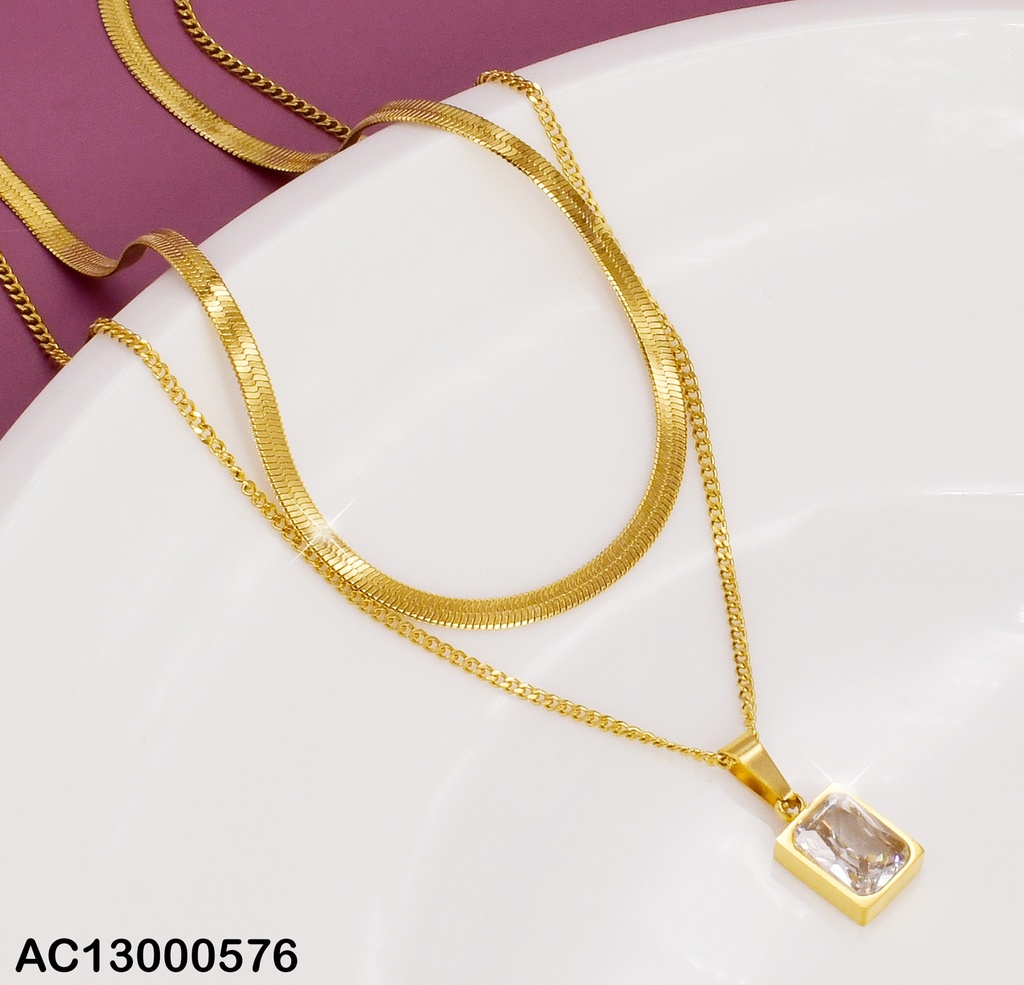 CADENA DOBLE MARTILLADA/RIGIDA ZIRC. CUADRAD CA069-46