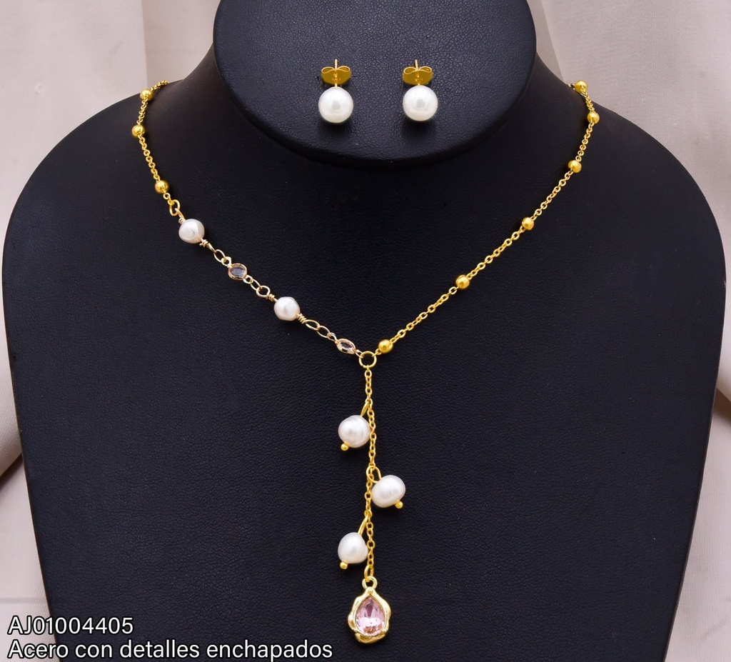 JUEGO ARETES PERLA DIJE ZIRCONIA SA257-5 (NPE2025)
