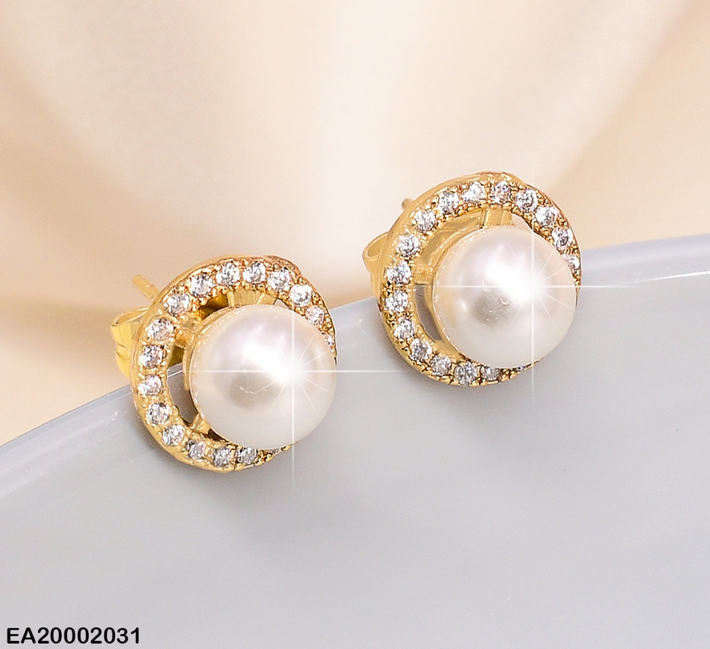 ARETES PERLA BORDE ZIRCONIAS EE033-10