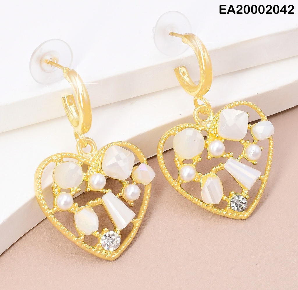 ARETES HUGGIES COLGAR CROQUI CORAZON C/ PIEDRAS EE045-120 (NPE2025)
