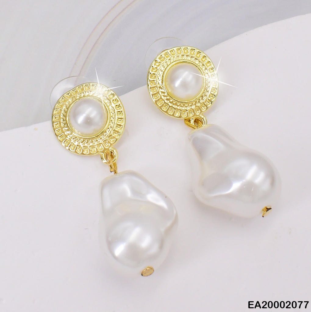 ARETES MEDIA PERLA PLACA RD.COLGANTE PERLA IRREG. (NPE2025)
