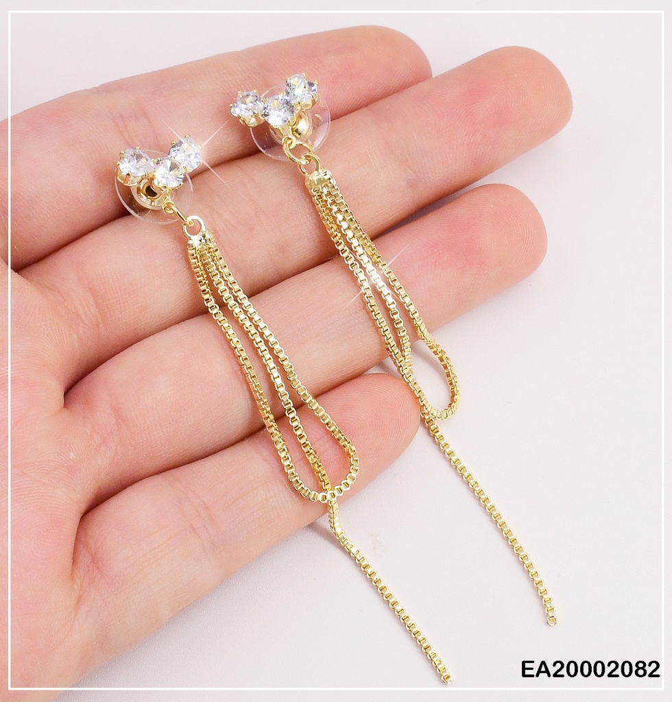ARETES 3 ZIRC. RD COLGANTE CADENA/CAD "0" EE148-132
