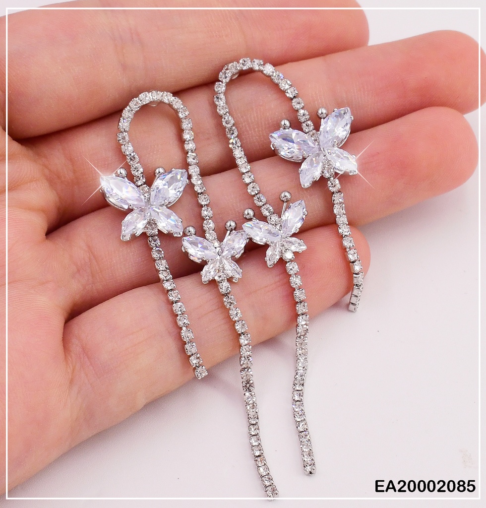 ARETES PLAT. "∩" ZIRCONIAS C/2 MARIPOSAS EE163-132EE163-132