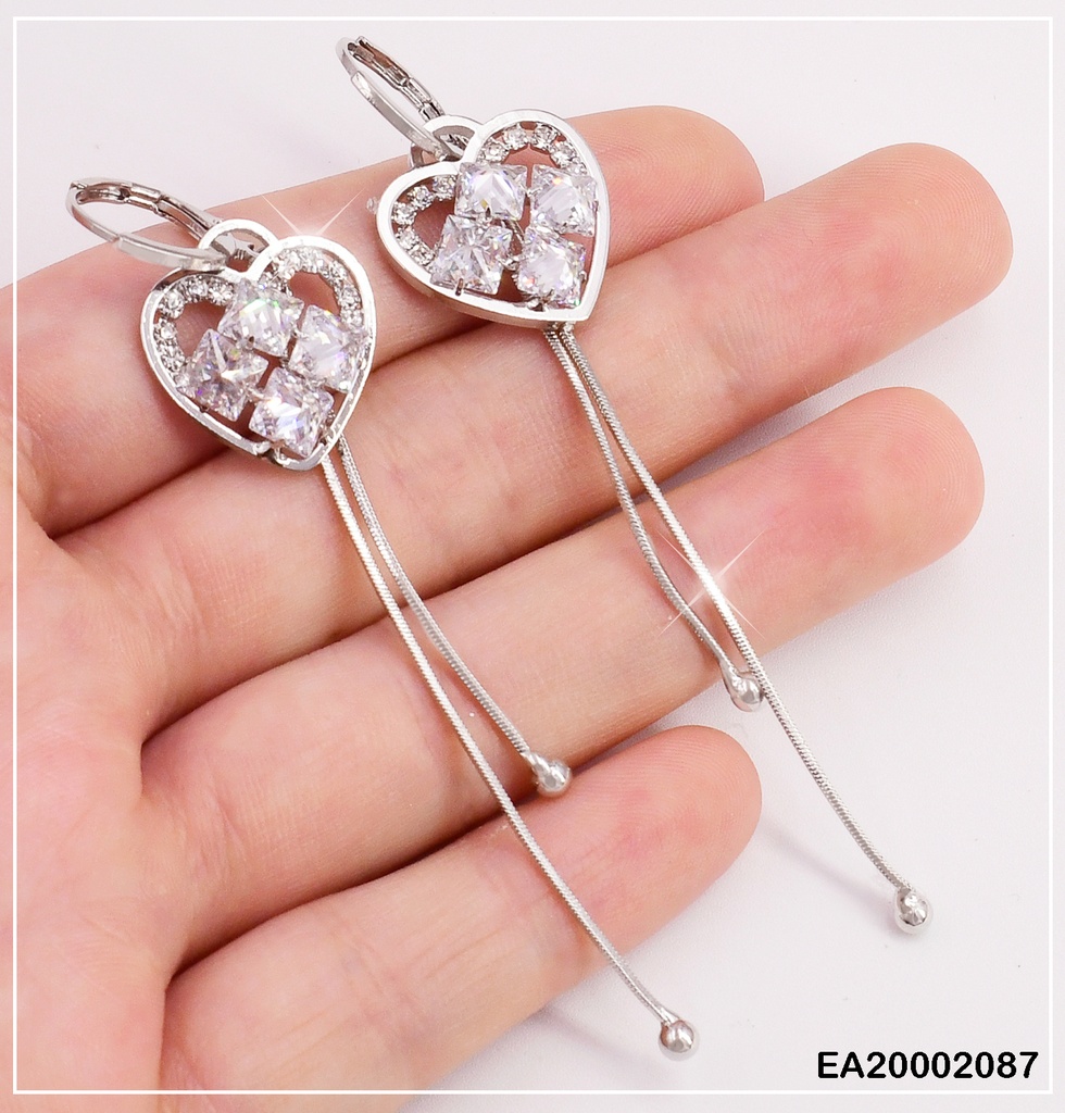 ARETES PLAT. CORAZON LINEAS COLGANTE EE167-132
