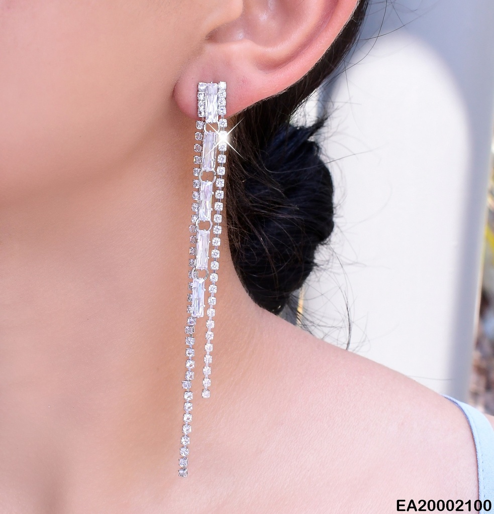 ARETES PLATEADO LINEAS ZIRC. EE197-132