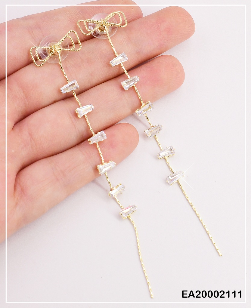 ARETES CROQUI LAZO LINEA 6 ZIRCONIAS HORIZ.  EE214-132
