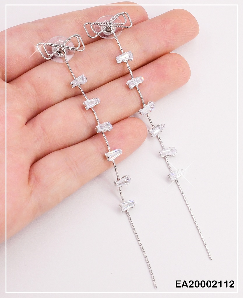 ARETES PLAT. CROQUI LAZO LINEA 6 ZIRCONIAS HORIZ. EE215-132