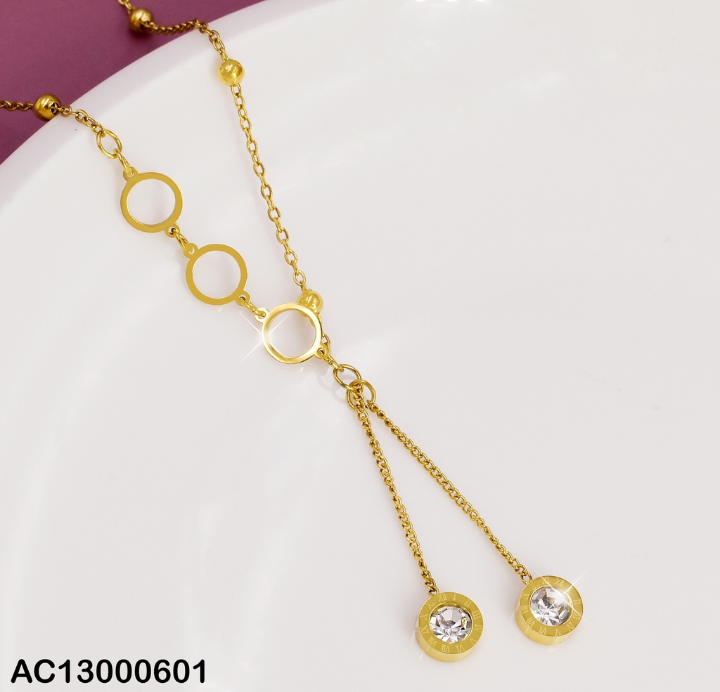 CADENA 3 BOLITA DIJE COLGANTE ZIRC. RD CA157-167