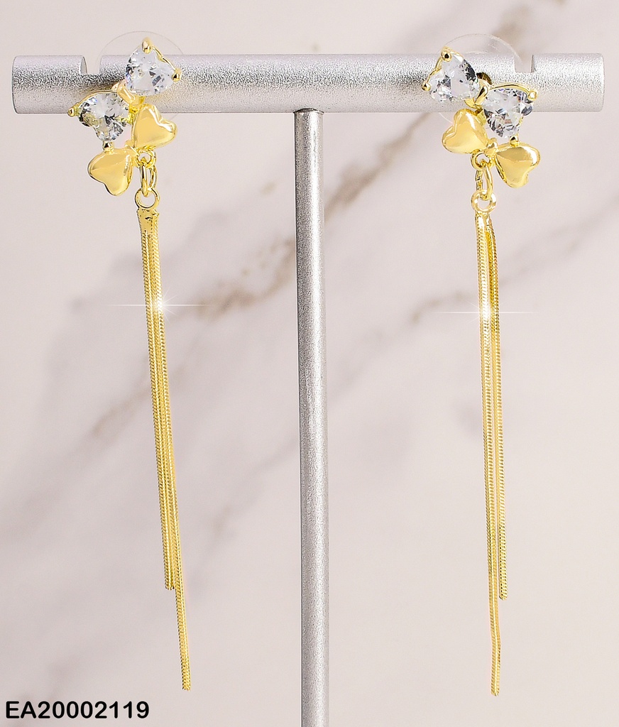 ARETES DOBLE LAZO ZIRC/DOR.CAD. COLGANTE EE232-132