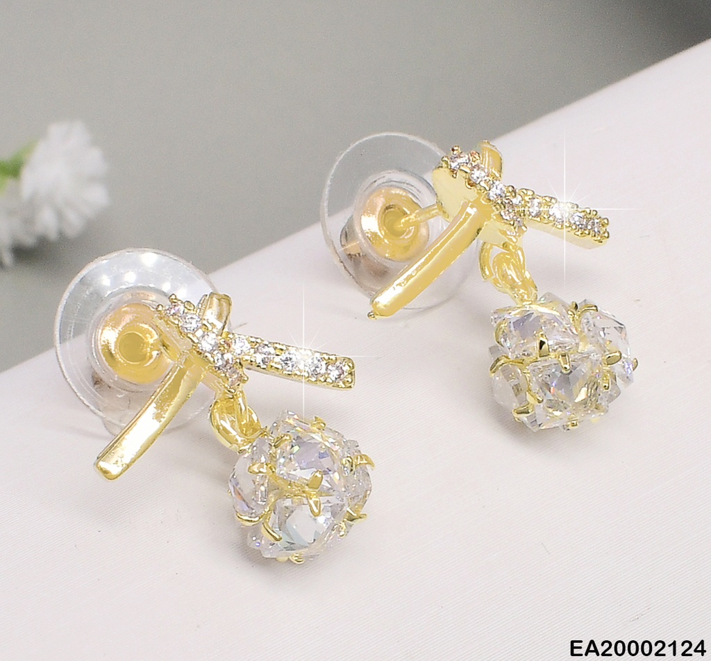 ARETES "X"ZIRC./DORADO COLGANTE PELOTA ZIRC. EE242-132