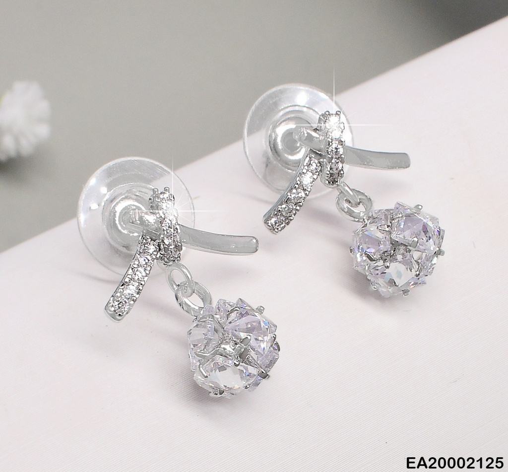 ARETES "X"ZIRC./PLAT COLGANTE PELOTA ZIRC.  EE243-132