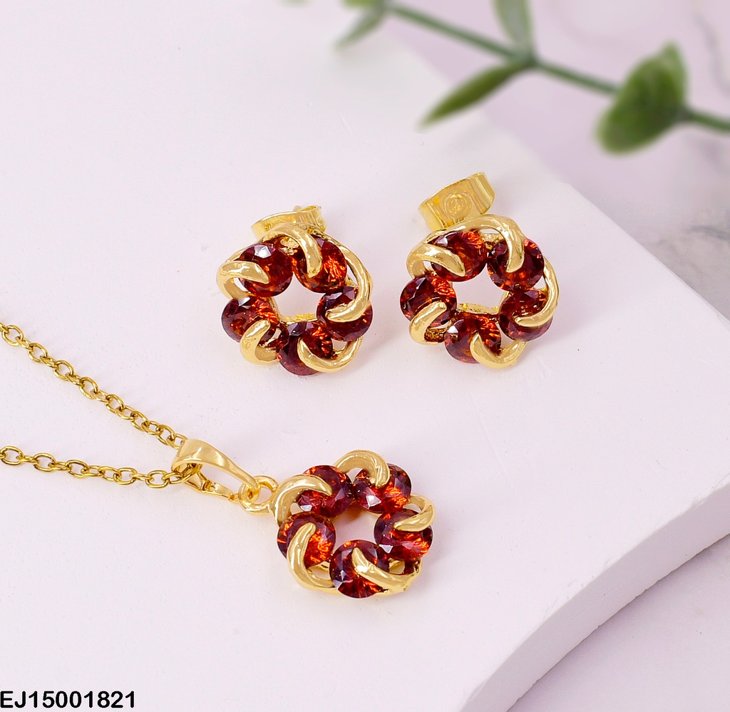 JUEGO ARETES/DIJE  ZIRC. ROJAS SE185-110