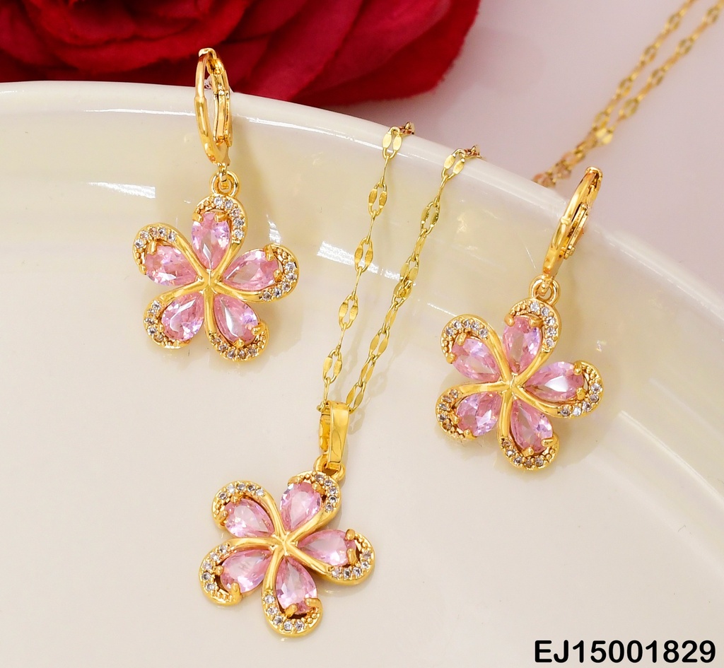 JUEGO FLORES ROSADAS BORDE ZIRC.JUEGO ARET. HUGGIES