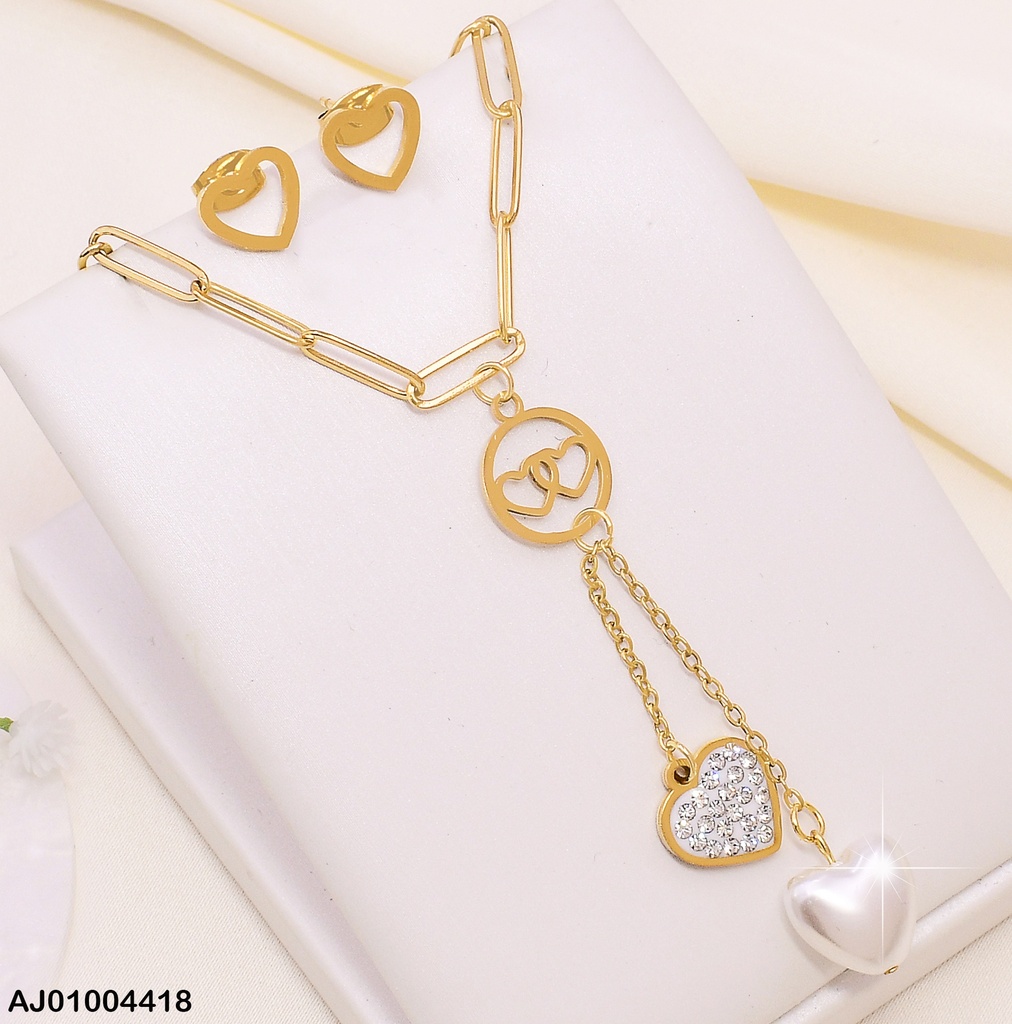 JUEGO CADENA C/COLGANTE CORAZON BLANCO ZIRC. 0746221 (NPE2025)