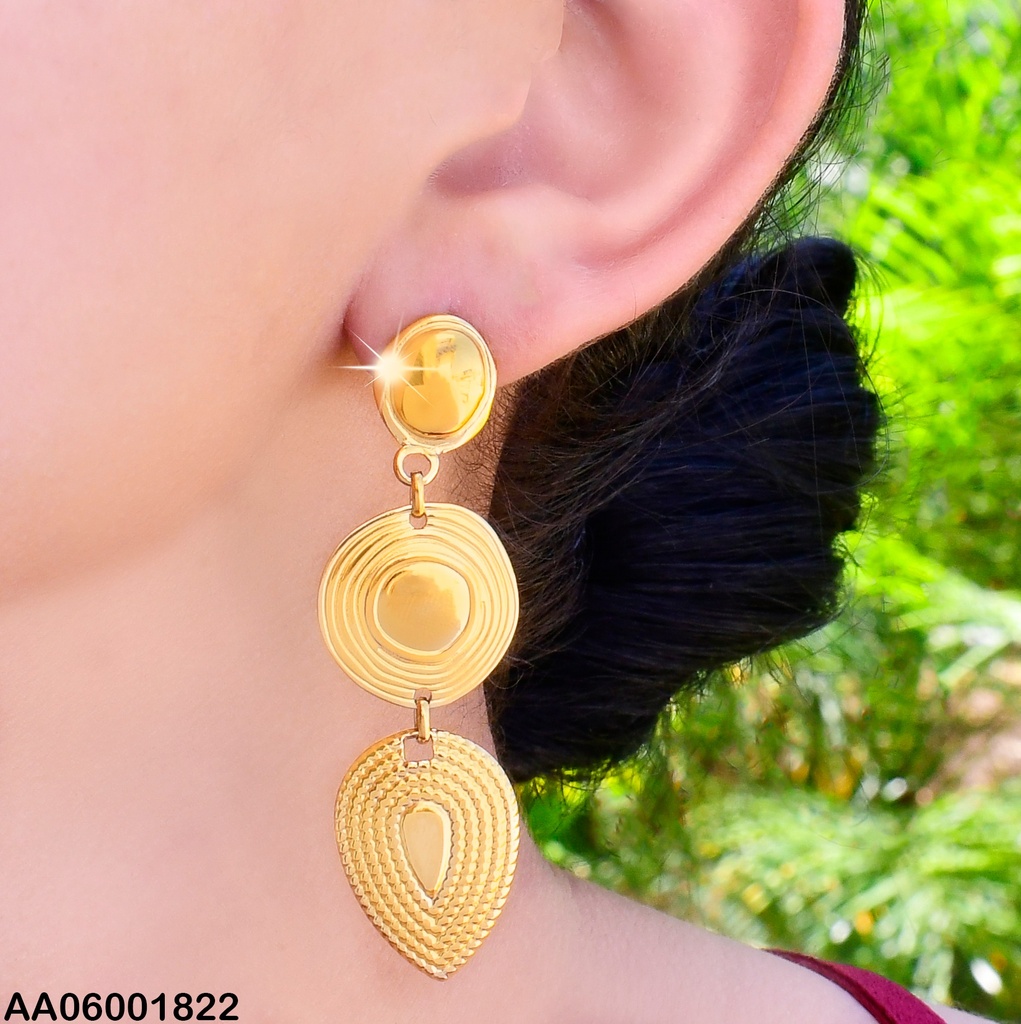 ARETES 3 NIVELES  OVAL/RD/GOTA INVERTIDA