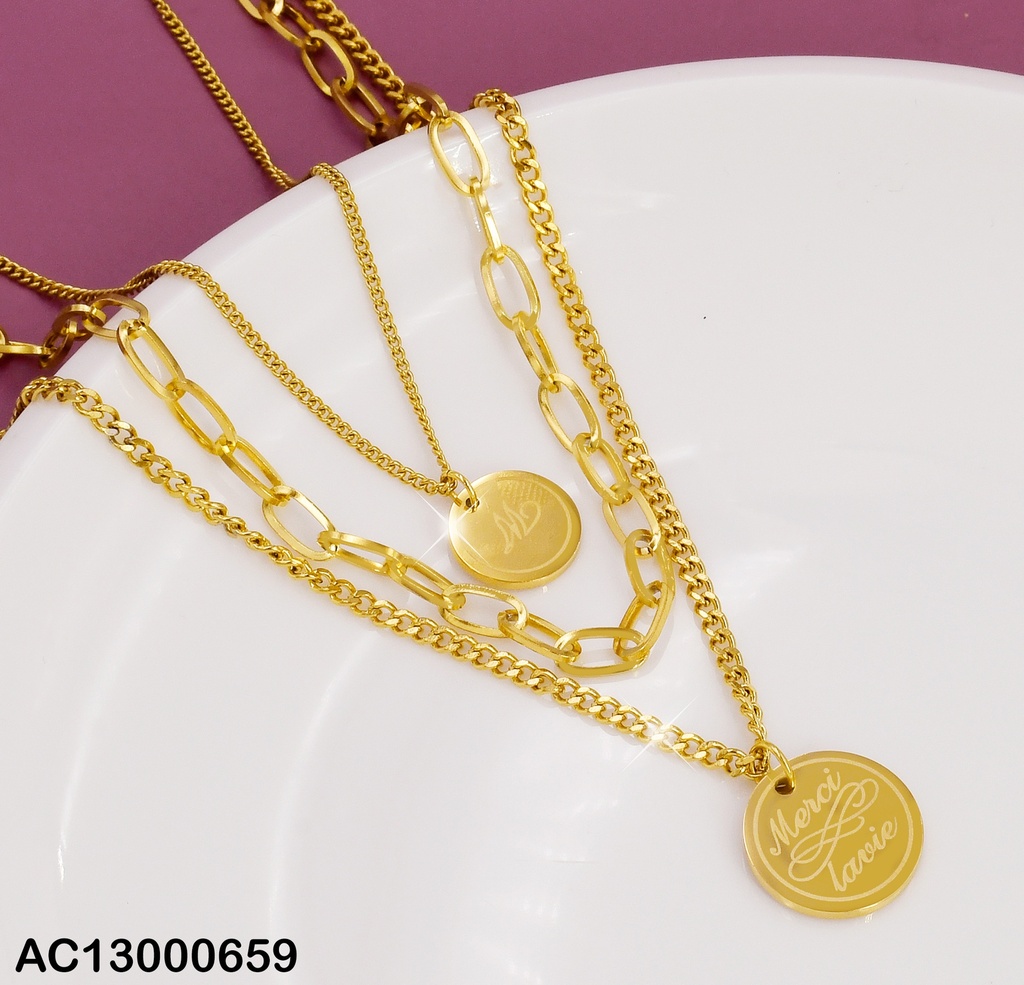 CADENA TRIPLE DIJE MERCI LAVIE CA135-45