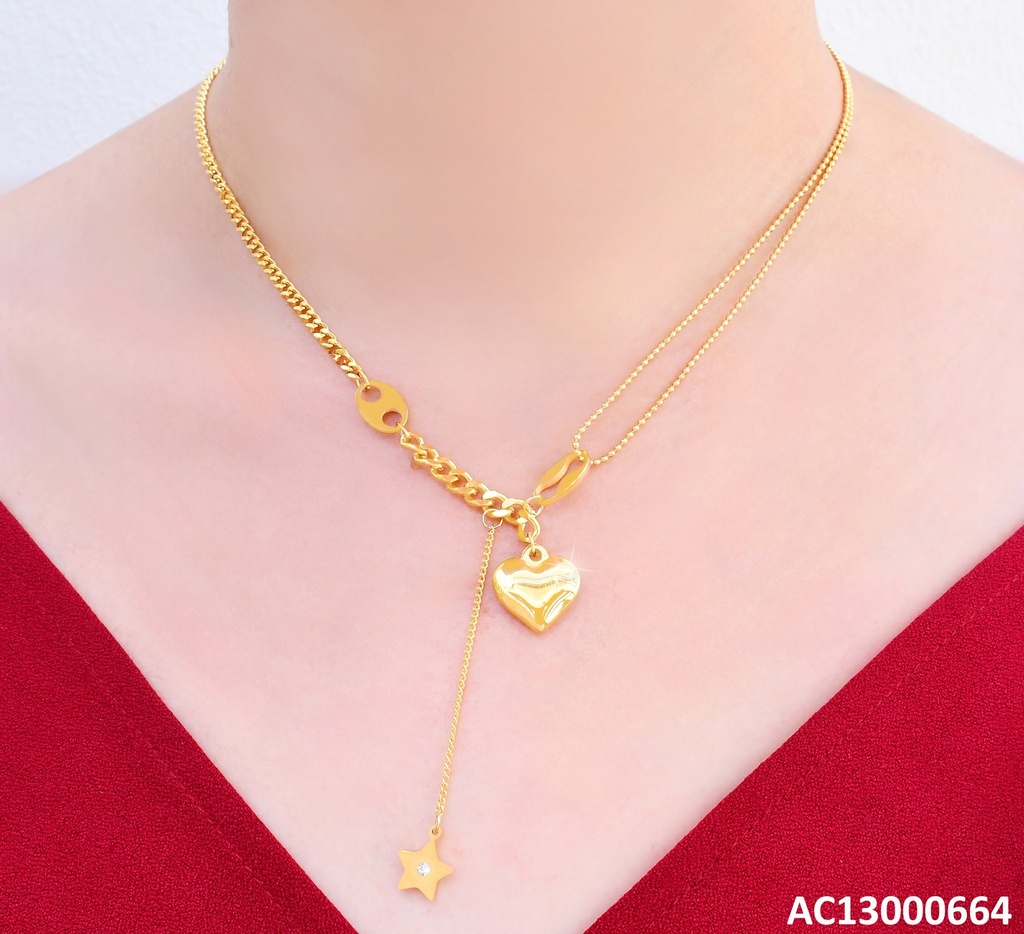 CADENA MARTILLADA DIJE:CORAZON INF.ESTRELLA COLGANTE