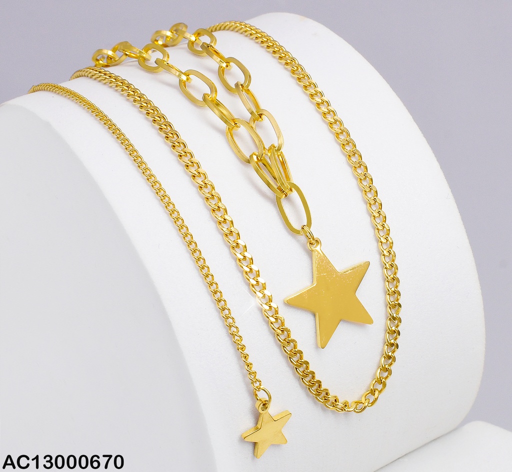 CADENA DOBLE DIJES PLACA ESTRELLA COLGANTE CA180-45
