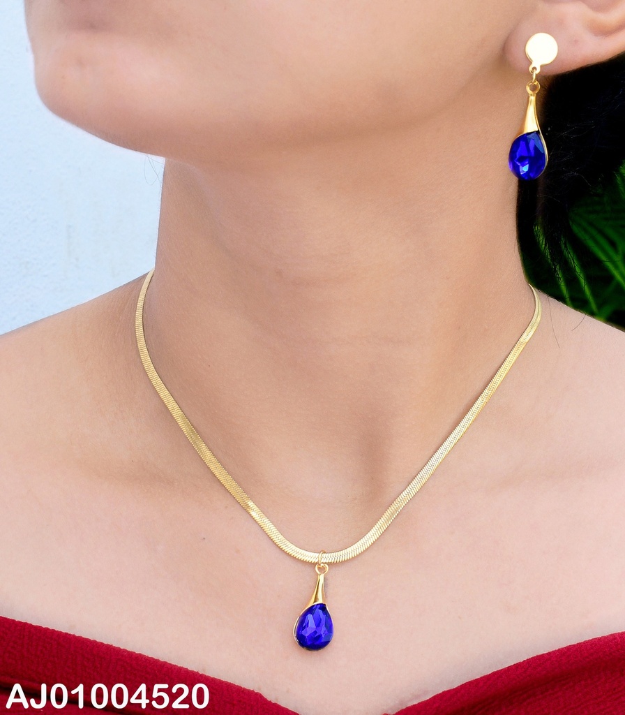 JUEGO COLGANTE C/ZIRCONIA AZUL CADENA SERPIENTE