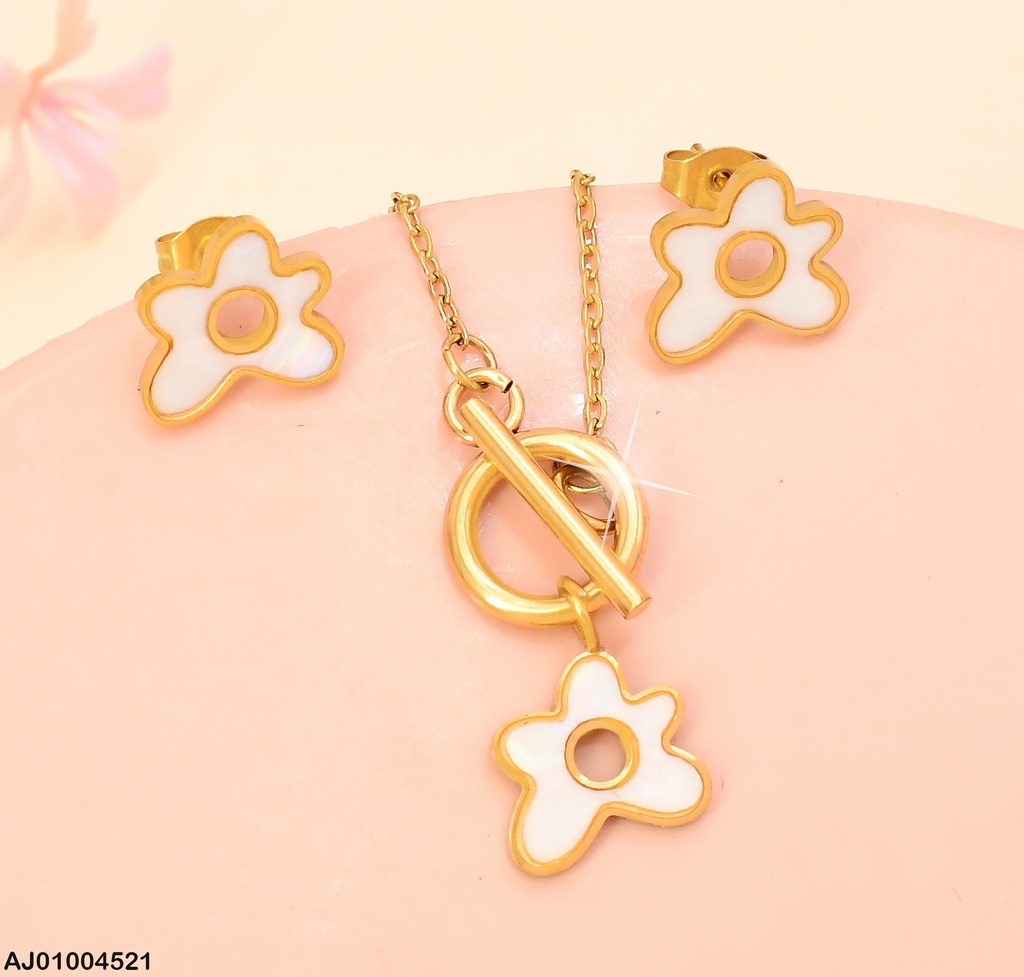 JUEGO ARETES DIJE FLOR IRREGULAR CIERRE ∅ (NPE2025)