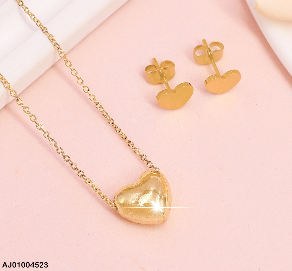 JUEGO ACERO CON DETALLES  DIJE CORAZON PEQ MOD  SA381-5