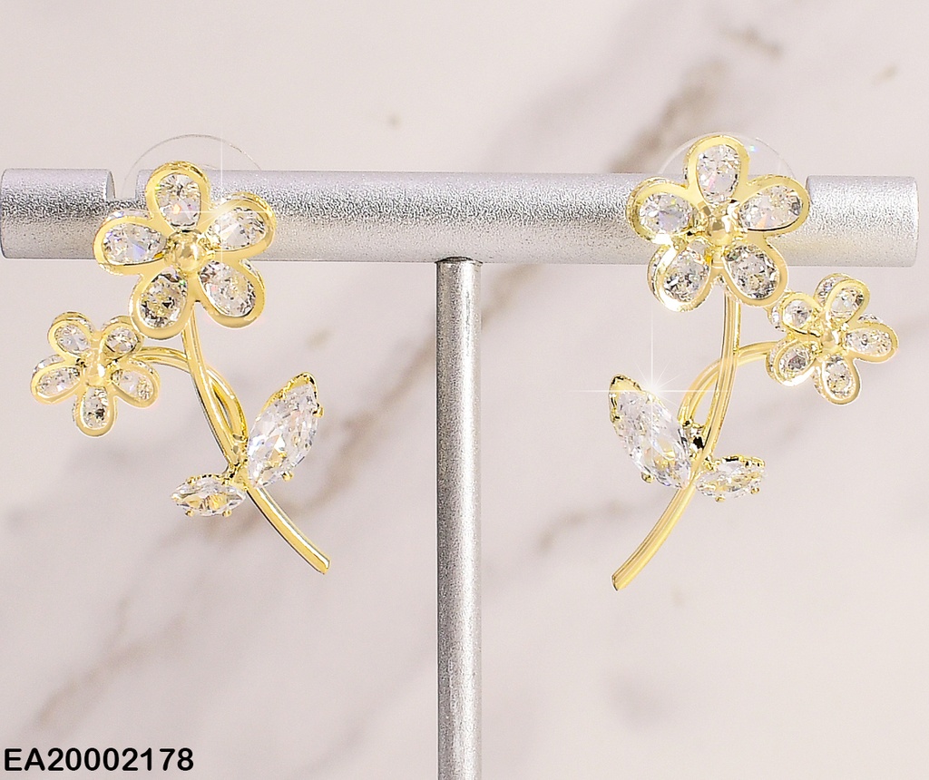 ARETES FLORES/HOJITAS ZIRC. C/TALLO EE244-132