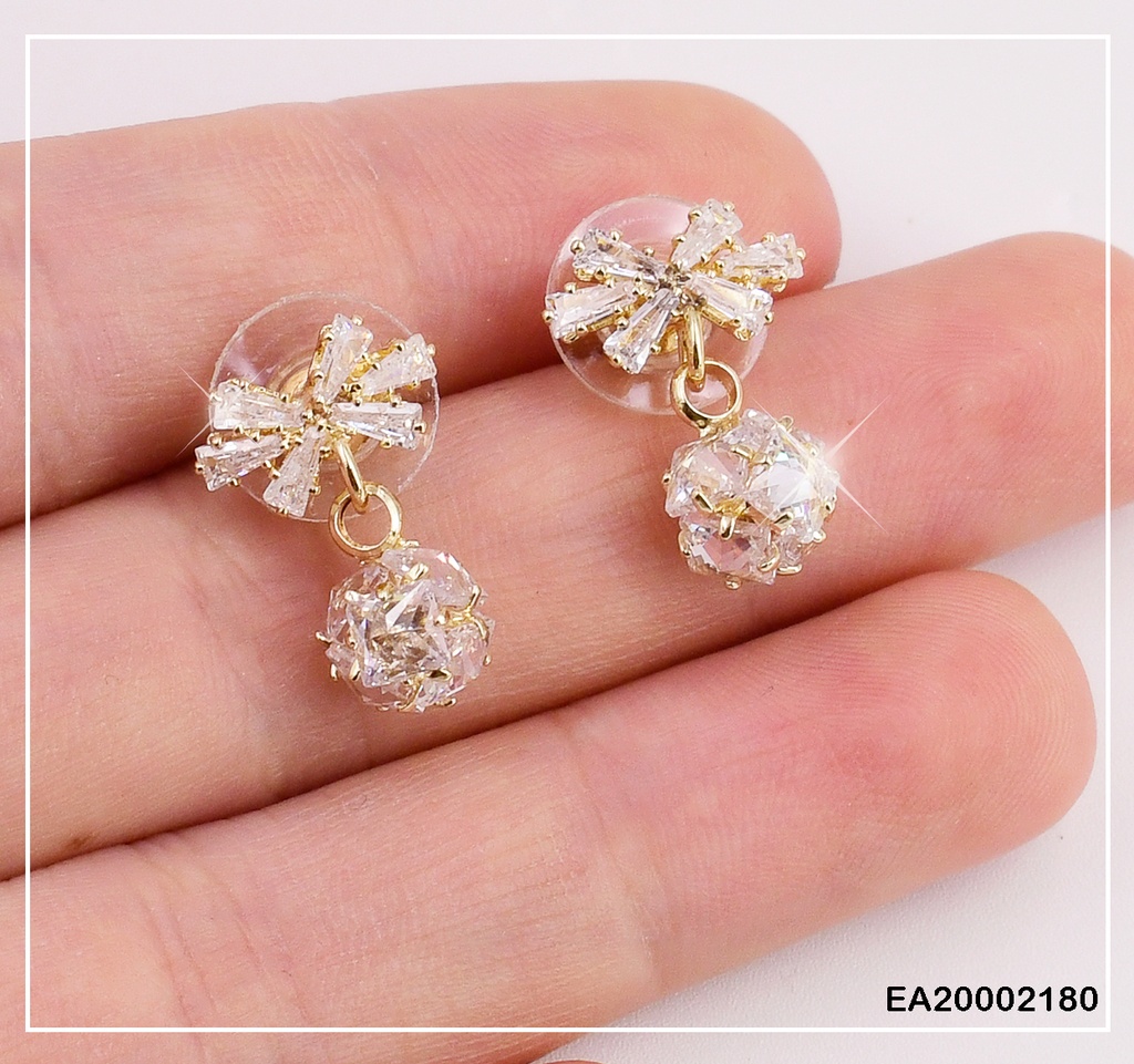 ARETES ZIRCONIAS LAZO C/PELOTA COLGANTE EE248-132