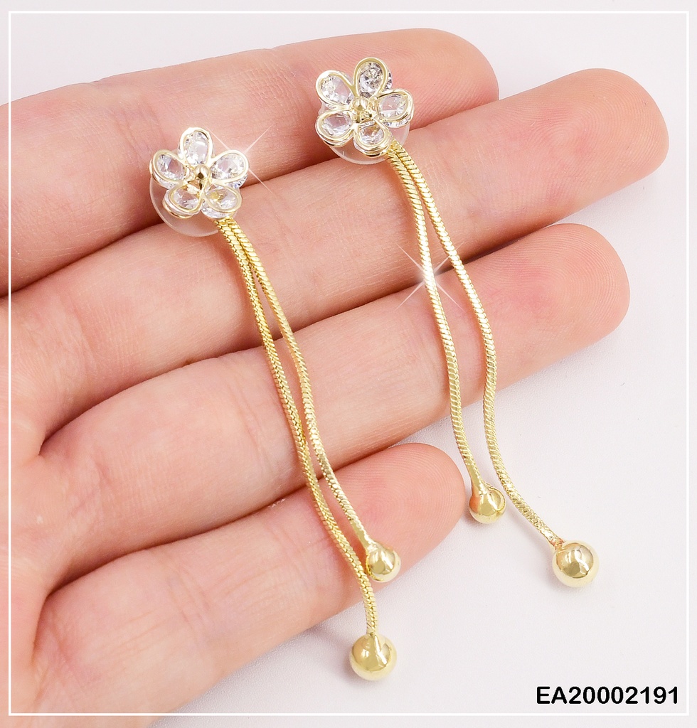 ARETES FLOR COLGANTE CADENA EE258-169