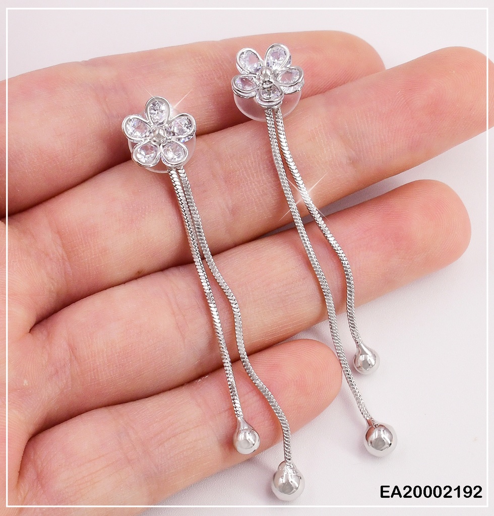 ARETES PLAT. FLOR CADENA COLGANTE EE259-169