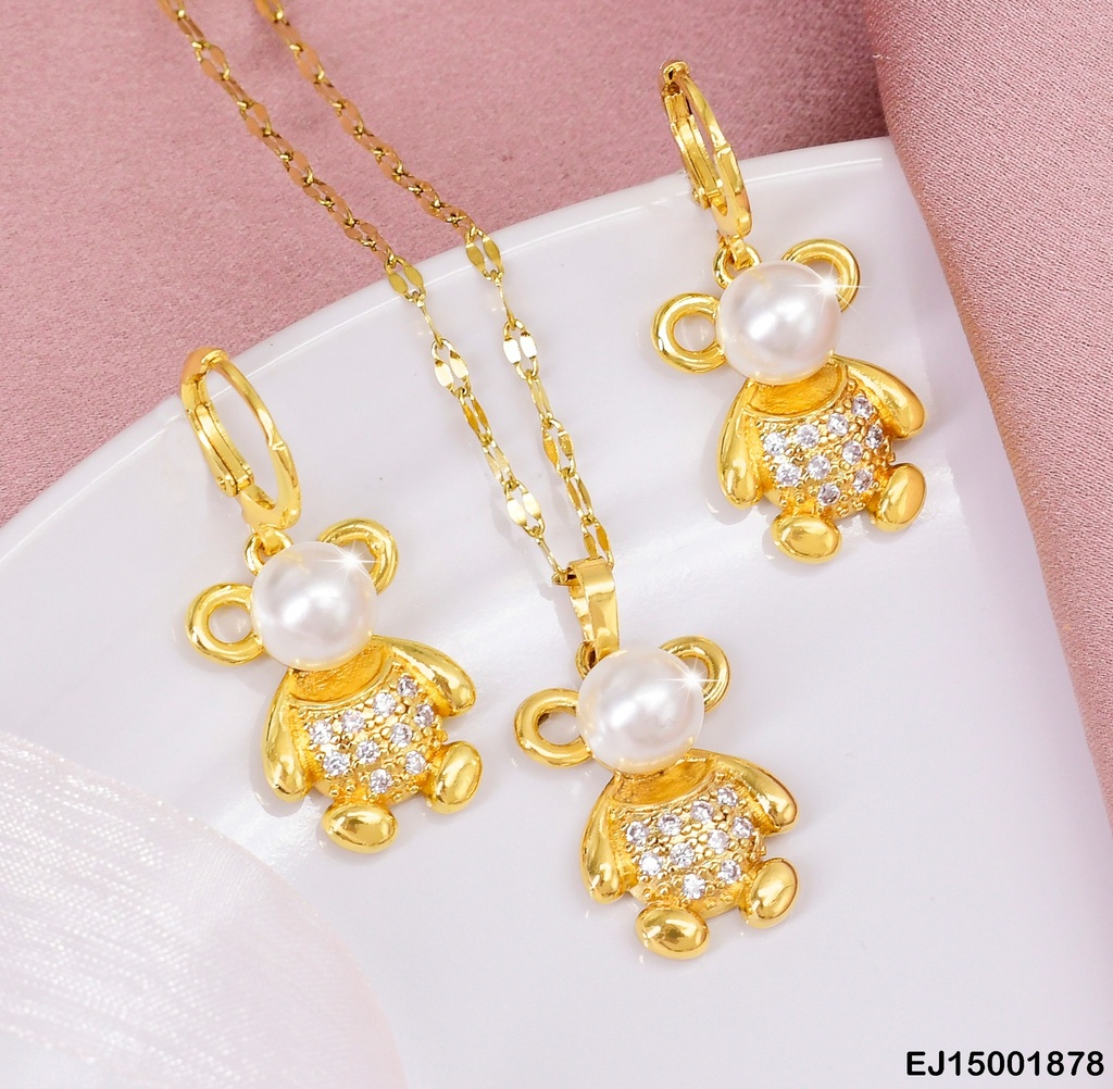 JUEGO ARETES OSITO PERLA SE219-10