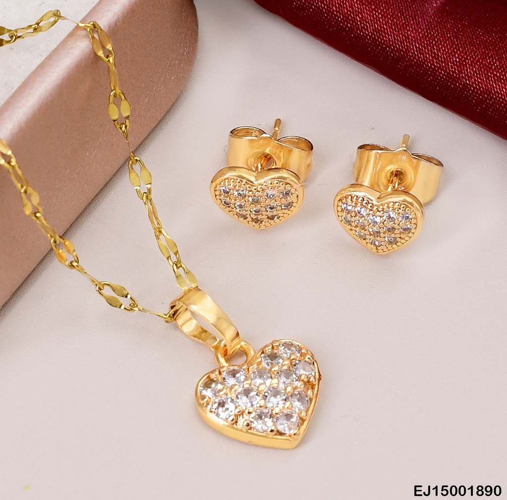 JUEGO CORAZON PEQUEÑO C/ZIRCONIAS