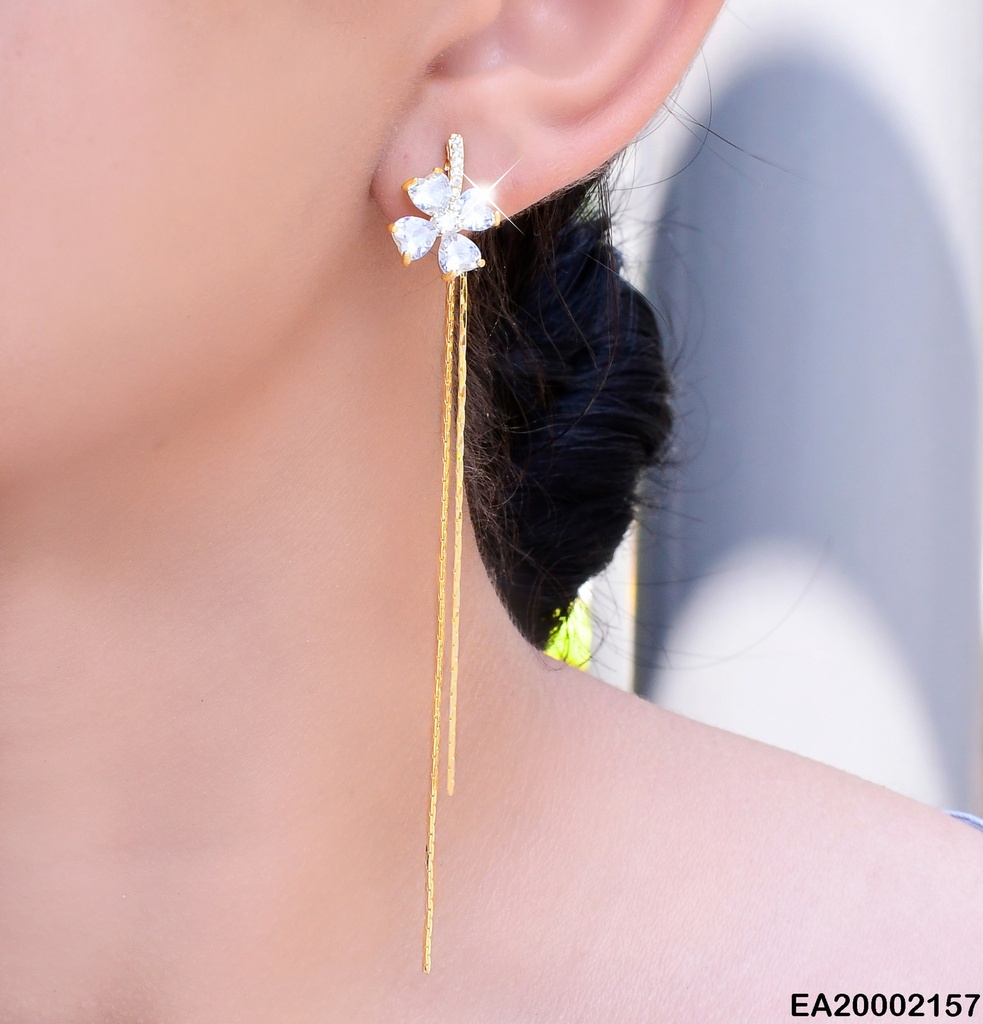 ARETES FLOR ZIRCONIAS LINEA COLGANTE