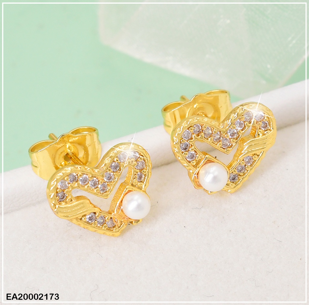 ARETES CROQUI CORAZON C/PERLITA LATERAL