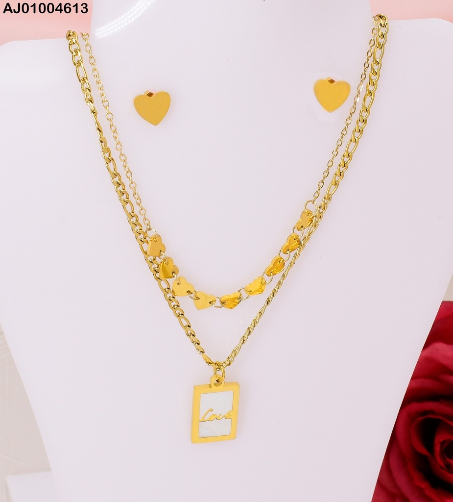 JUEGO CAD. DOBLE DIJE CUADRO LOVE #077838-W74 (NPE2025)