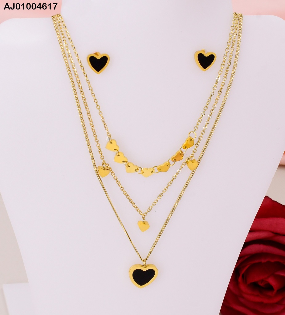 JUEGO ARETES DIJE CORZN NEGRO CAD, TRIPLE #077857-W74